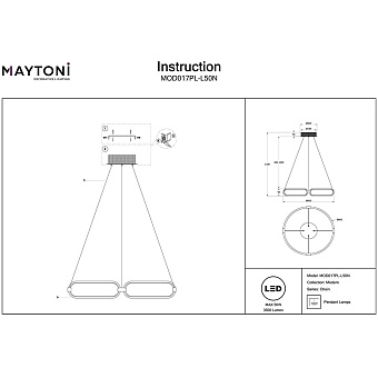Светильник подвесной Maytoni Chain MOD017PL-L50N 50Вт LED