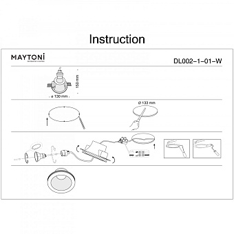 Светильник точечный встраиваемый Maytoni Gyps Modern DL002-1-01-W 35Вт GU10