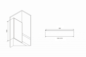 Стеклянная шторка на ванну Abber Immer Offen AG71100B 140х100см