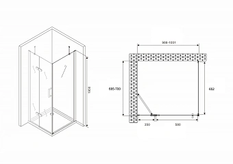 Угловое ограждение Abber Zart AG08100-S71 195х70см стекло прозрачное