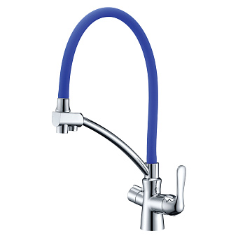 Смеситель для кухни LEMARK Comfort LM3070C-Blue гибкий излив синий/хром