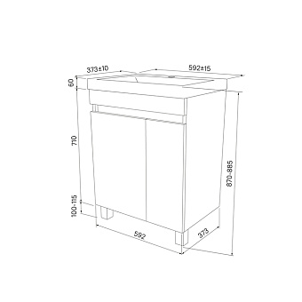 Тумба под раковину напольная IDDIS Zodiac ZOD6CDFi95 37х59,2х82,3см
