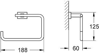 Полотенцедержатель GROHE Essentials Cube 40510AL1 Тёмный графит матовый 18,6см