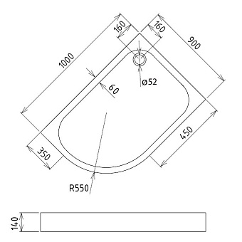 Душевой поддон Gemy ST19 R 100х90см