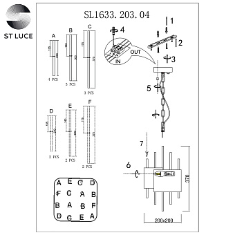 Люстра подвесная ST Luce OLVERA SL1633.203.04 160Вт 4 лампочек E14