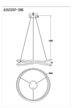 Люстра подвесная Arte Lamp SWING A2522SP-2BK 162Вт 1 лампочек LED