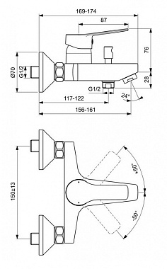 Смеситель для ванны IDEAL STANDARD ENTELLA BC236AA хром
