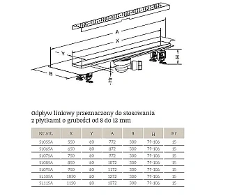 Душевой лоток RADAWAY 5L095A/5R095B 30х117,2см горизонтальный сток с решёткой под плитку