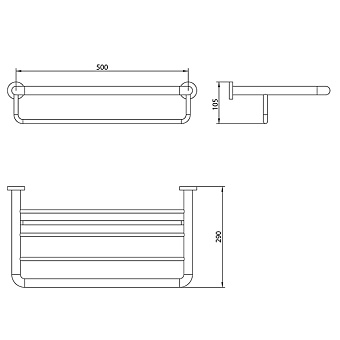 Полка в ванную прямоугольная Bongio Brasil&Hotelerie 04101CR00 1-ярусная 29х50см хром