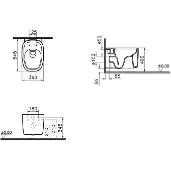 Унитаз подвесной VITRA Plural 7830B483-0075 безободковый без микролифта