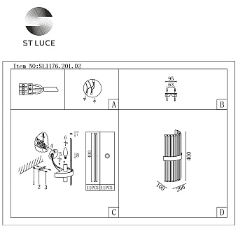 Бра ST Luce AREZZO SL1176.201.02 80Вт E14