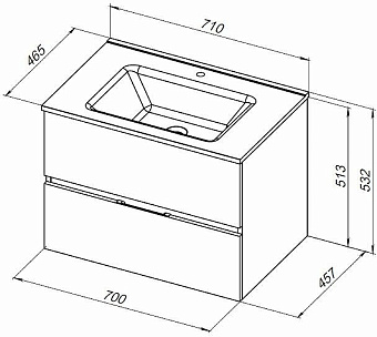 Тумба под раковину подвесная AQUANET Алвита New 303907 46х70х51,3см