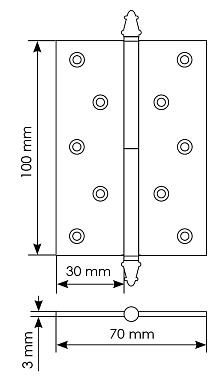 Петля карточная MORELLI MB SN L C 100х70мм белый никель