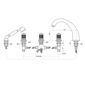 Смеситель для ванны Bongio Impero 06531CR0D хром