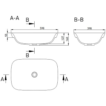 Раковина накладная SALINI MAREA 1802202M S-Stone матовая 59,8х39,8см