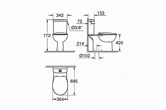 Унитаз напольный GROHE Bau Ceramic 39346000 с микролифтом