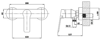 Смеситель для душа ESKO SINGAPORE SB 80 чёрный матовый
