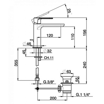 Смеситель для раковины Cisal LineaViva LV0005102F никель