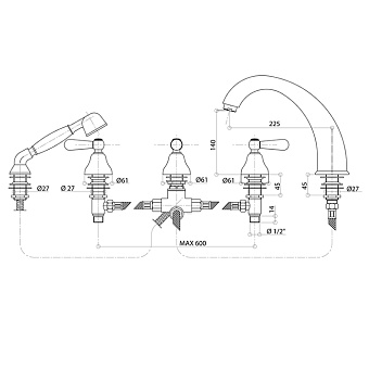 Смеситель для ванны Bongio Oxford Lux 19531CRDL хром