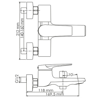 Смеситель для ванны WASSERKRAFT Glan 6601 чёрный (глянцевый)