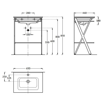 Консоль под раковину KERAMA MARAZZI Piano Next PIA.N.65.BLK чёрный матовый