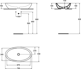 Раковина накладная IDEAL STANDARD Strada 75 K078501 75,5х43см
