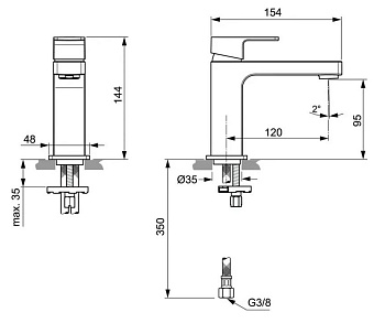 Смеситель для раковины IDEAL STANDARD EDGE A7103AA хром