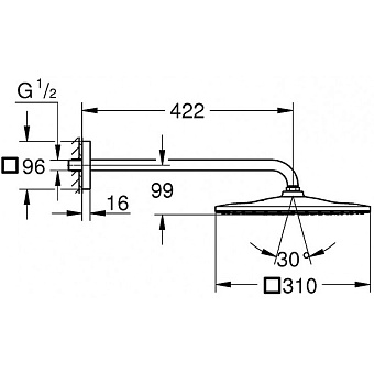 Верхний душ GROHE Rainshower Mono 310 Cube 26564000 хром