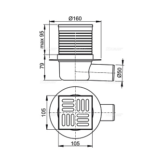 Душевой трап Alcaplast APV31 10,5х10,5см горизонтальный сток