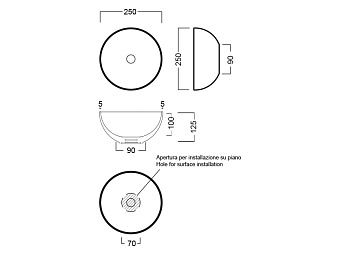 Раковина накладная Hatria H.HOUR A0Y5A502 25х25см