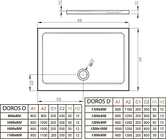 Душевой поддон RADAWAY Doros SDRD1280-01 120х80см