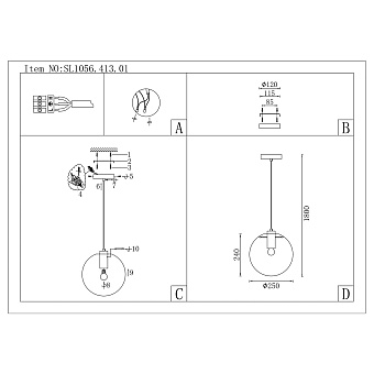 Люстра подвесная ST Luce NOOR SL1056.413.01 60Вт 1 лампочек E27