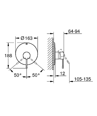Смеситель для душа GROHE Essence 19286AL1 Тёмный графит матовый