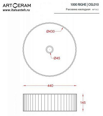 Раковина накладная ArtCeram Millerighe OSL010 61 00 44х44см