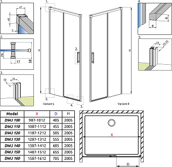 Душевая дверь RADAWAY Idea DWJ 200,5х101,2см стекло прозрачное