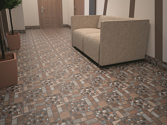 Напольная плитка ALMA CERAMICA Prague TFU03PRG407 коричневый/серый 41,8х41,8см 1,747кв.м. матовая