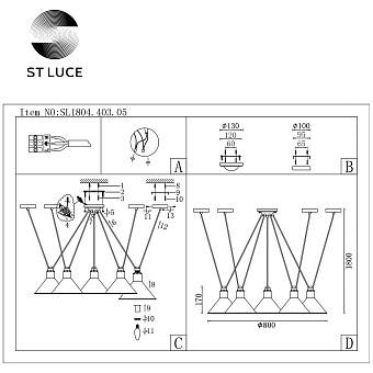 Светильник подвесной ST Luce SVEVO SL1804.403.05 300Вт E14