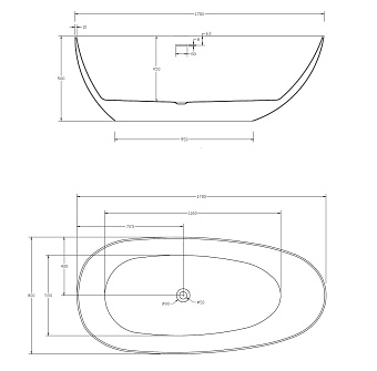 Ванна акриловая Abber AB9211 170х80см отдельностоящая