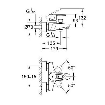 Смеситель для ванны GROHE Europlus 33553001 хром