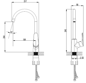 Смеситель для кухни Azario CAMPO AZ-KX568275C высокий излив хром