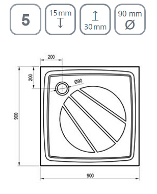 Душевой поддон RAVAK Perseus Pro XA037701010WM 90х90см