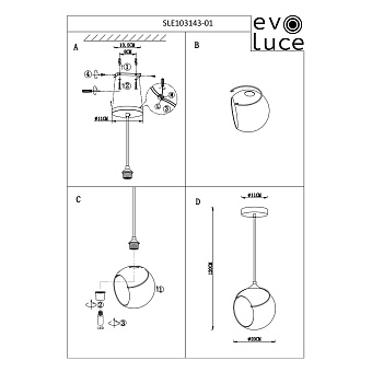 Светильник подвесной Evoluce SATTURO SLE103143-01 60Вт E27