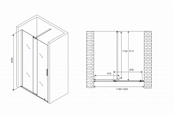 Душевая дверь Abber Komfort AG90120 200х120см стекло прозрачное