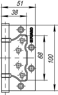 Петля универсальная FUARO 500-2BB WAB 100х51мм матовая бронза