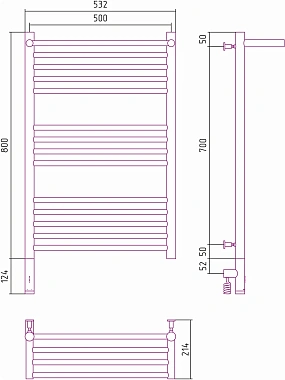 Полотенцесушитель СУНЕРЖА Богема 3.0 с 1 полкой 00-5806-8050 хром