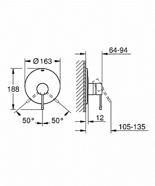 Смеситель для душа GROHE Essence New 19286A01 Тёмный графит