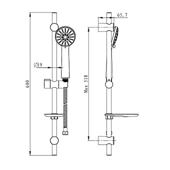 Душевой гарнитур MILARDO Без коллекции 3503F60M16 хром глянец